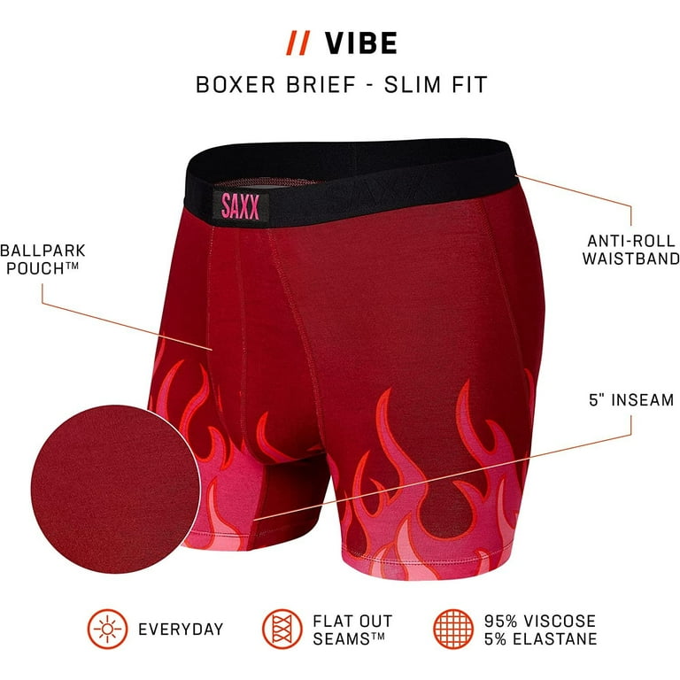 Saxx Men's Underwear - Vibe Boxer Briefs with Built-in Ballpark