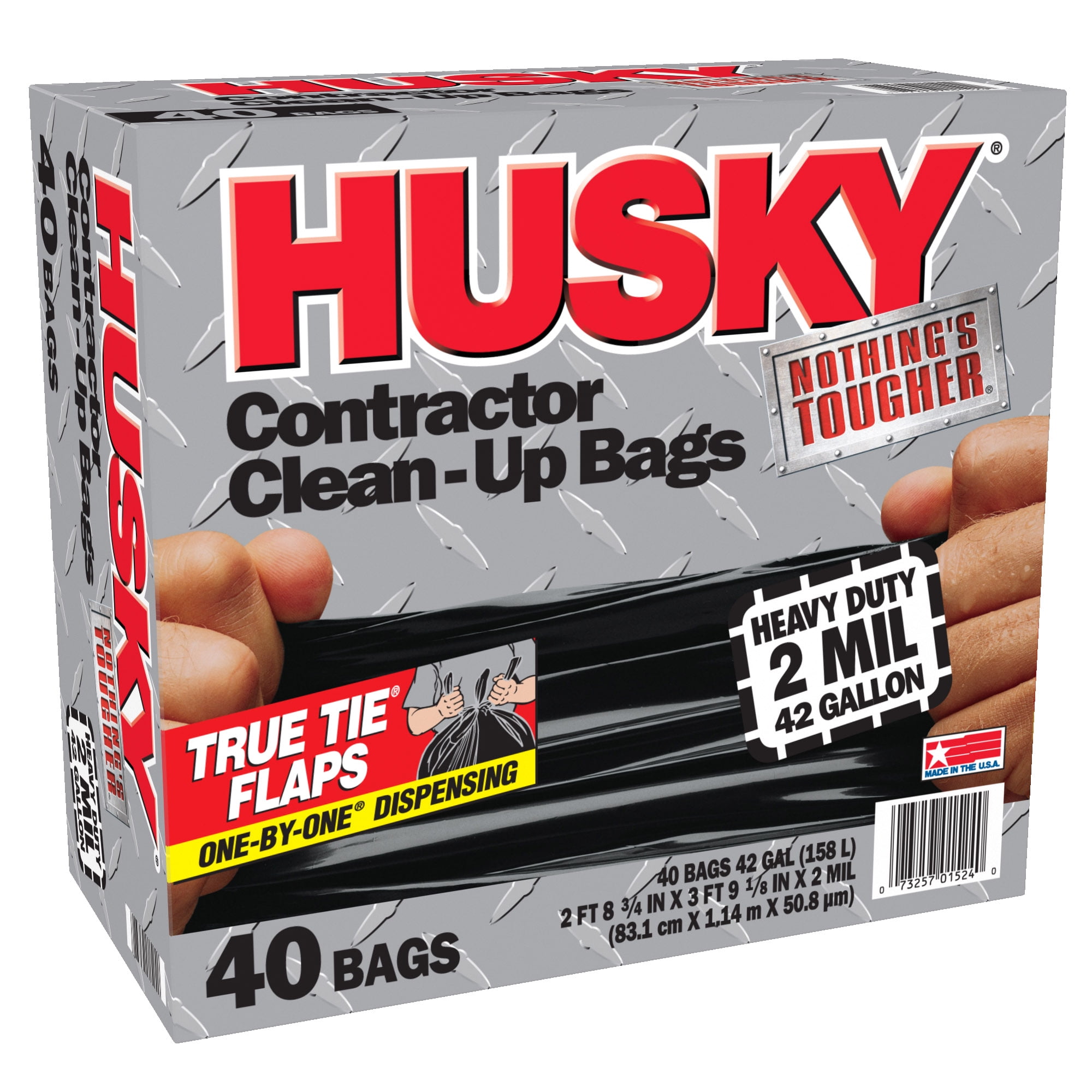 Husky - Heavy Duty Contractor 42-Gallon Flap-Tie Trash Bags, 22-Pack