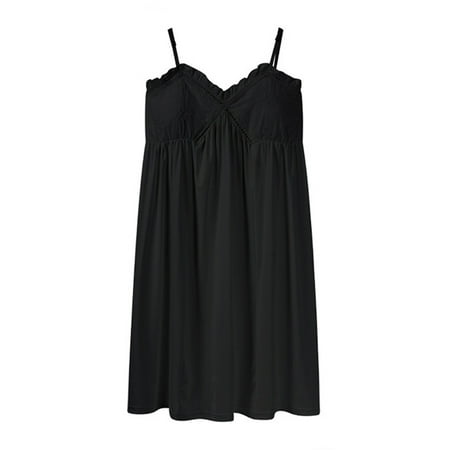 Black and Friday Deals Yuwull Women Nightgown Sexy Sleepwear Lace Chemise V-neck Babydoll Lounges Dress With Built in bras Black And White Sleepdress