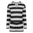 thumbnail image 4 of Wdfiry Two Piece Outfits for Women Hoodie Short Stripe Lounge Sets Drawstring Short Sleeve Sweatsuits Hooded Top and Shorts, 4 of 6