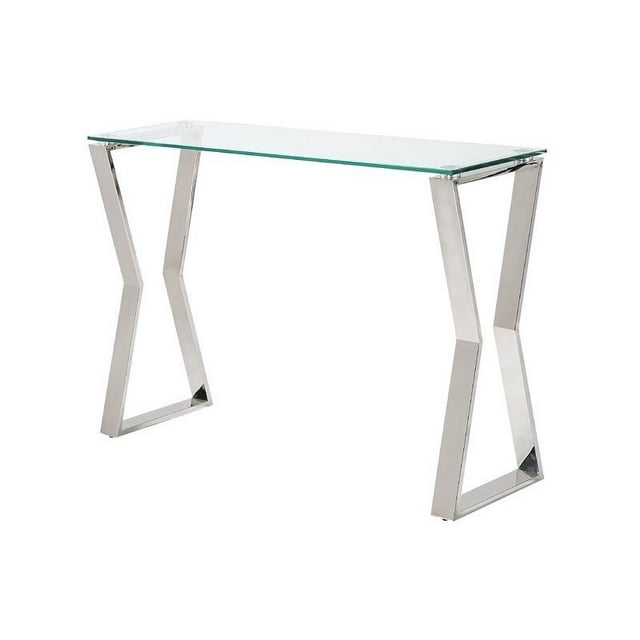Home Gear Lily Stainless Steel Console Table in Silver