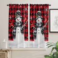 thumbnail image 2 of Red Black Plaid Snowman Christmas Kitchen Curtain 2 Panels Curtains 63 Inch Length, Xmas Snowflake Birds Curtains Rod Pocket Curtains Window Drapes Treatment Window Cafe Curtains, 2 of 5