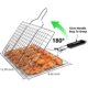 thumbnail image 3 of Cesta para parrilla de barbacoa, plegable en acero inoxidable, para cocinar pescado, verduras o camarones, con mango desmontable, cepillo para untar y bolsa de almacenamiento. (Tipo 1), 3 of 5