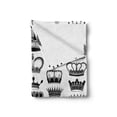 thumbnail image 2 of Queen Soft Flannel Fleece Throw Blanket, Big Silhouette Crown Set Monarchy Imperial Ruler Antique Vintage, Cozy Plush for Indoor and Outdoor Use, 50" x 70", Black and White, by Ambesonne, 2 of 6
