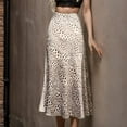 thumbnail image 7 of Weardear Womens Leopard Print Skirt Midi Long Length Silk Satin High Waist Skirt, 7 of 7