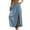 A Light Blue, variant on Skirts for Women Summer Boho Maxi Elastic High Waist Side Slit Casual Pleated Vacation Beach Skirts