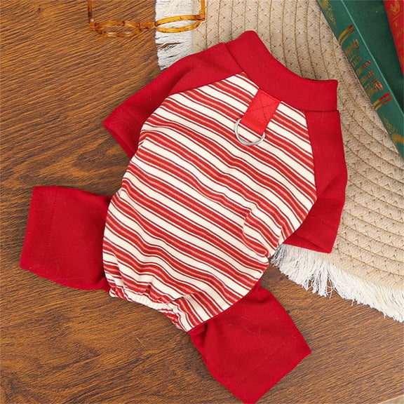 Pet Bodysuit Base Layer, Striped Dog Cat Shirt for French Bulldog Teddy Puppy, All Season Comfort Wear for Small Medium Large Pets(RedA,2XL)
