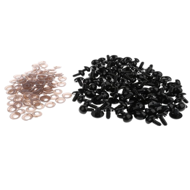 GEIWOGUO 100pcs 5-24mm Black Plastic Safety Eyes Amigurumi Soft Toy Teddy Bear DIY Craft