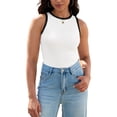 thumbnail image 1 of ATHLECHIC Camisetas Casual Sin Mangas de Verano para Mujeres con Cuello Redondo y Bloque de Color M Blanco Negro, 1 of 5