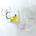 thumbnail image 2 of Shoreew Handmade Glass Cup Animal Plant Shape Transparent Water Cup Cute Coffee Milk Drink Cup with Colorful Handle, 2 of 7