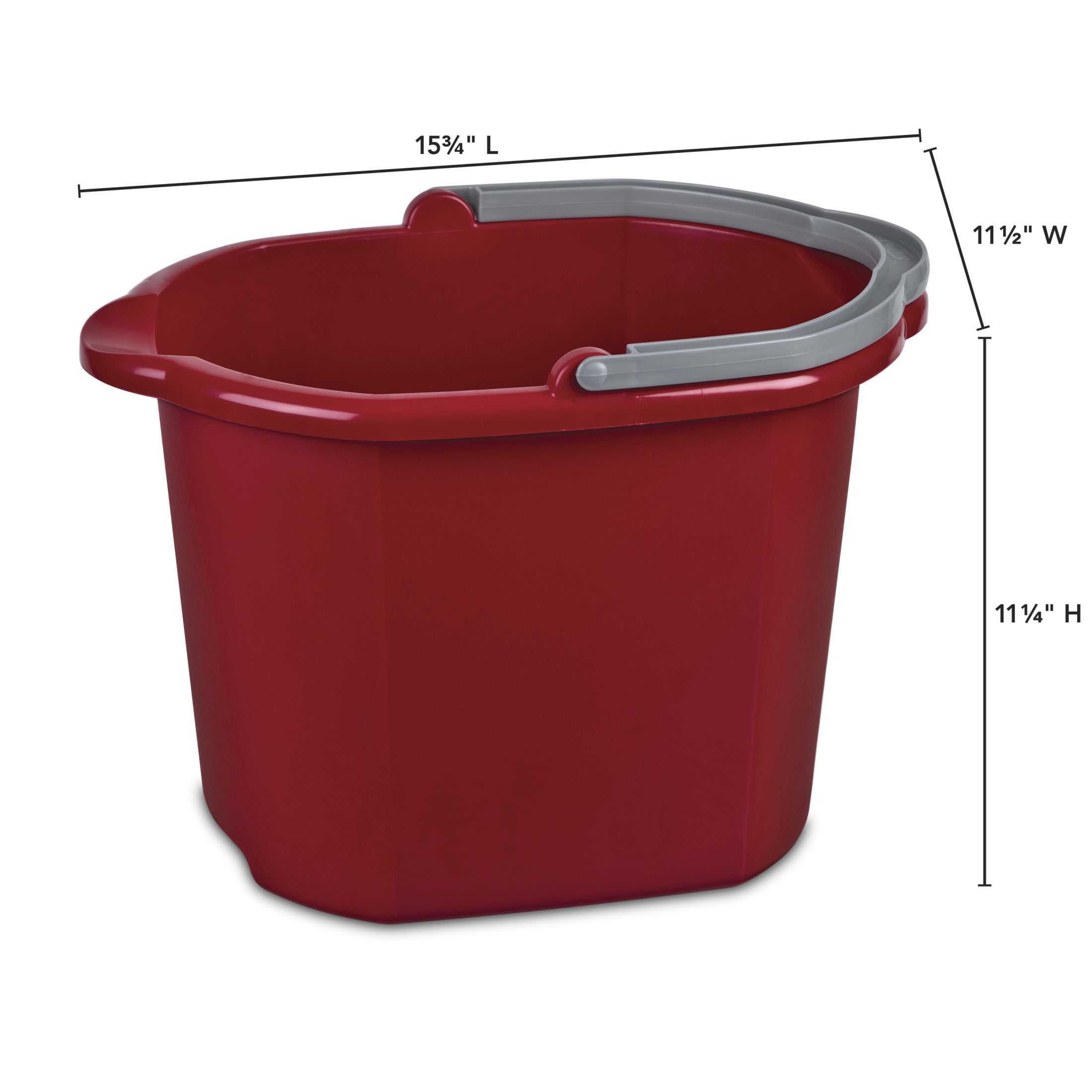 Sterilite 16 Quart Dual Spout Pail, Multi-Purpose Bucket, Durable Design with Comfort Carry Handle