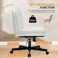 thumbnail image 6 of COMHOMA Armless Office Desk Chair, Criss Cross Chair with Wheels, PU Leather Padded Cross Legged Office Chair, Wide Seat Adult Vanity Chair for Home Office , Beige, 6 of 9