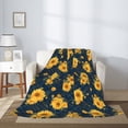 thumbnail image 2 of Rateoe Blue Striped Sunflower A Pattern Flannel Throw Blanket, Ultra-soft Blanket for Bed, Couch, Car, Hypoallergenic Anti-pilling blanket-80"x60"(Vertical), 2 of 6