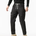 thumbnail image 7 of FAVIPT Men's Straight Leg Cargo Pants Elastic Waist Drawstring Pockets Casual Pants Outdoor Mountaineering Hiking Trousers Black,L, 7 of 7