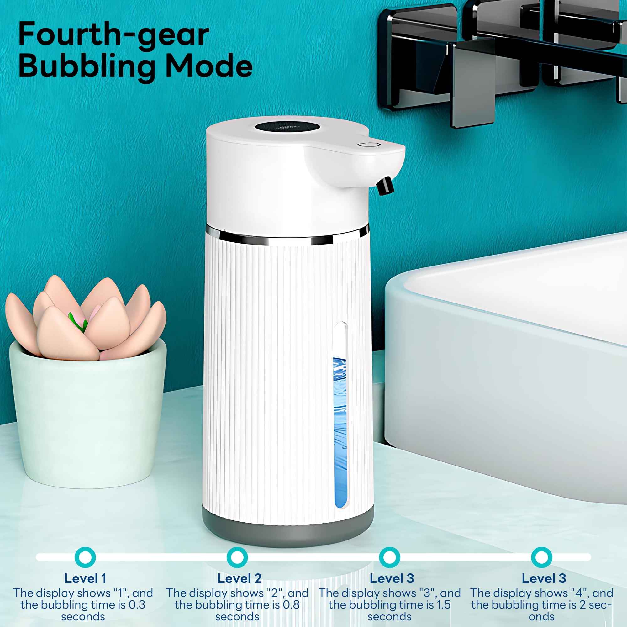 INSMART Automatic Soap Dispenser, 14.2oz/420ml Electric Touchless Foam Sensor Soap Dispenser, USB Rechargeable, Suitable for Bathroom and Kitchens, Wall-Mounted