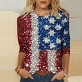 thumbnail image 2 of GERsome 4th of July T-Shirt for Women American Flag 3/4 Sleeve Crewneck Tops USA Flag Stars Stripes Patriotic Graphic Tee S-5XL, 2 of 5
