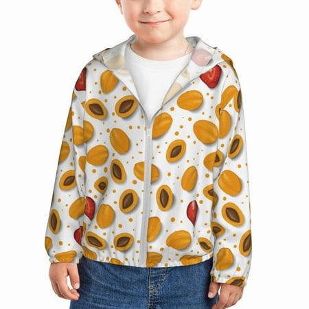 

Sun Hoodie for Kids Apricots fruits Long Sleeve Swim Fishing Shirts Sun Protection Zip Up Jacket Clothing Athletic Hoodie