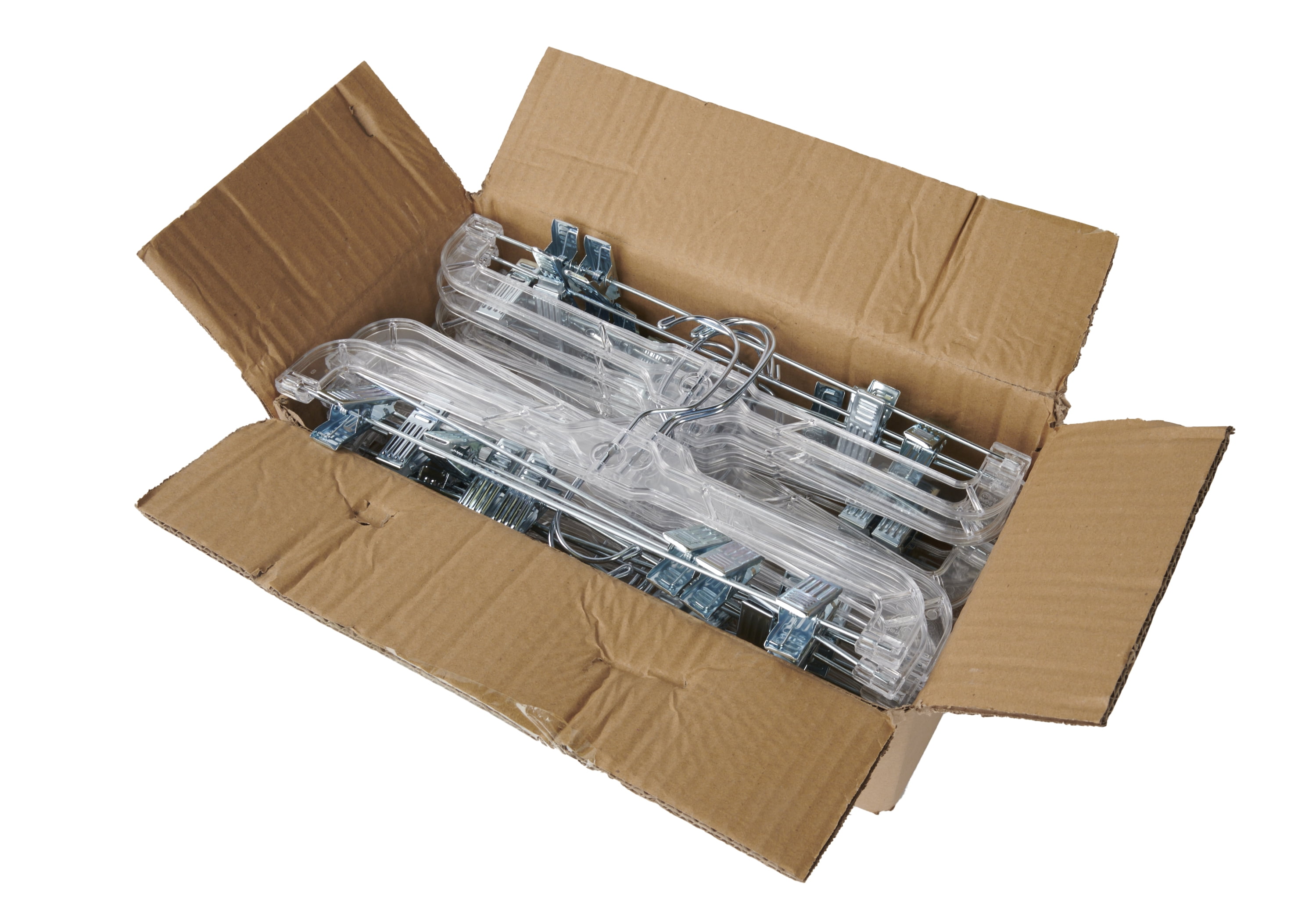 SSWBasics  14 Inch Clear Plastic Skirt Hangers and Pants Hangers with Clips - Pack of 20 Durable Hangers with Clips for Skirts and Pants