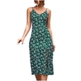 thumbnail image 2 of SMihono Robe Maxi Bohème d'Été pour Femmes Grande Taille Mode Vacances Sexy Imprimé Col en V Sans Manches Robe Fendue Slim Longue Jupe Robe de Plage, 2 of 6