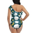 thumbnail image 5 of Sikiie Sweet Dream Lamb Print Women One Piece Swimsuits Tummy Control One Shoulder Bathing Suits Ruffle Swimwear, From S to XXL-XX-Large, 5 of 6