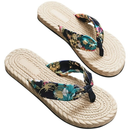 

1 Pair Women Flat Sandals Summer Beach Sandals Bohemian Beach Flat Flip Flops for Girl