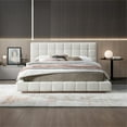 thumbnail image 3 of Claire Upholstered Mid-Century Fabric Queen Platform Bed in Ivory, 3 of 5