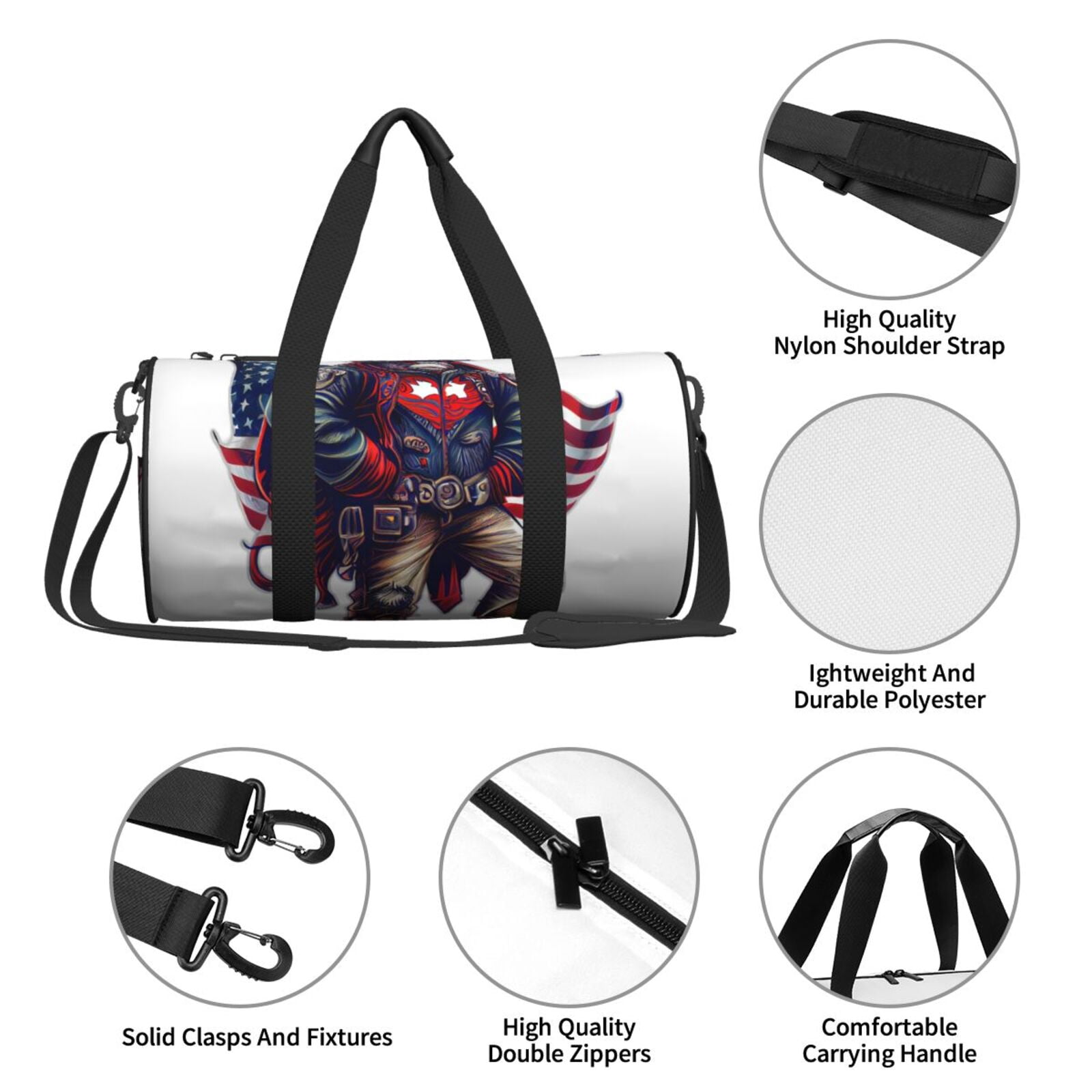 Vsdgher Cool Patriotic Buffalo Cowboy 45L Foldable Duffel Bag, Sports Gym Bag,Overnight Bag, Portable Weekender Bag for Airplanes