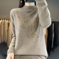 thumbnail image 3 of VISALY Turtleneck Sweatshirt Knit Sweater Light Sweaters Long Sleeve Crew Neck Lightweight Soft Knitted Pullover Knitted Blouse Crochet Sweaters Womens Hoodies Pullover Dressy Sweaters Khaki Xl, 3 of 3