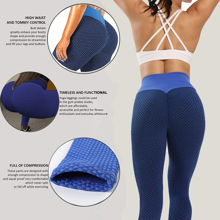 Kalgaden TikTok Leggings, Yoga Pants for Women High Waist Yoga Pants Tummy  Control Booty Bubble Hip Lifting Workout Running Butt Lift Tights-Blue
