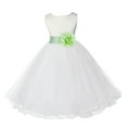 thumbnail image 3 of Ekidsbridal Satin Ivory Apple Green Tulle Rattail Flower Girl Dress for Baptism Wedding Mini Bridal Gown 829T S, 3 of 3