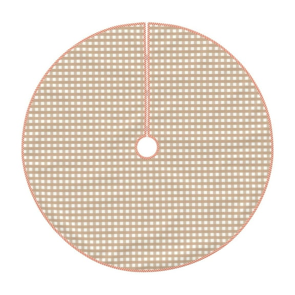 Rateoe Brown Gingham Pattern Christmas Tree Skirt with Ties , Christmas Tree Decorations, Farmhouse Christmas Decor Xmas Holiday Decorations-30"