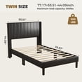 thumbnail image 2 of EDX Twin Size Upholstered Platform Bed Frame with Padded Wingback Headboard, Modern Accent Bedroom Furniture, Black PU Leather, 2 of 7