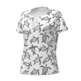 thumbnail image 2 of Goofa Hand Drawn Turtle Pattern Womens Deep V Neck Low Cut Tops Casual Summer Short Sleeve Ribbed Knit T-Shirts-Small, 2 of 5