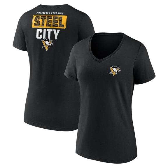 Women's Black Pittsburgh Penguins Territorial V-Neck T-Shirt
