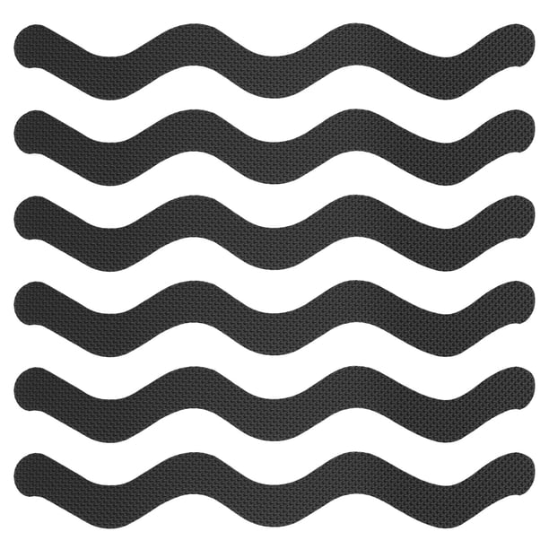 6uds Antideslizante Bañera Pegatinas Baño Ducha Piso 7.1" Antideslizante Pegatina Cinta S-Forma Estilo Calcomanías para Baño Cocina Bañera Escalones Escaleras, Negro