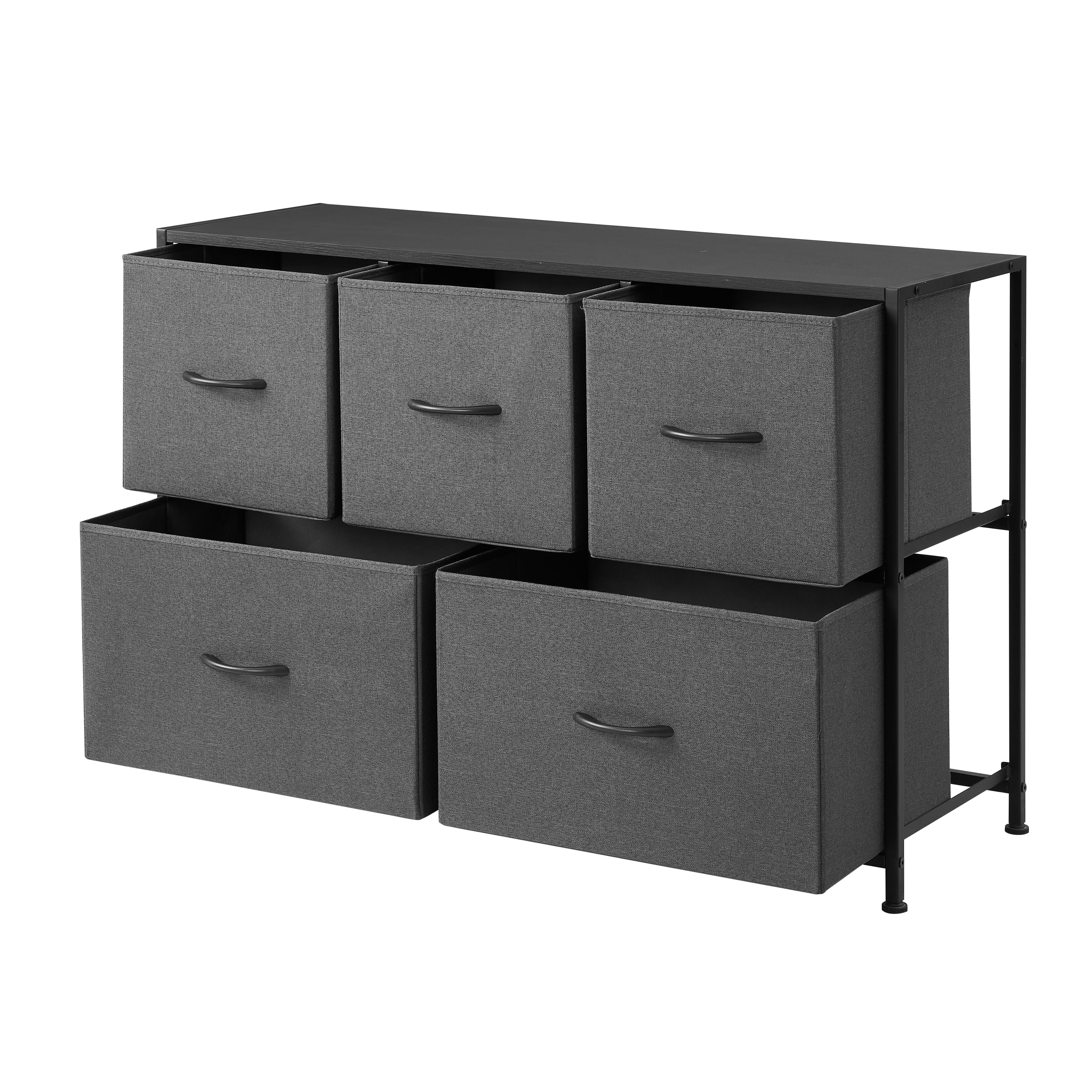 Mainstays 5 Drawer Fabric Storage Dresser for Bedroom, Grey  (图5)