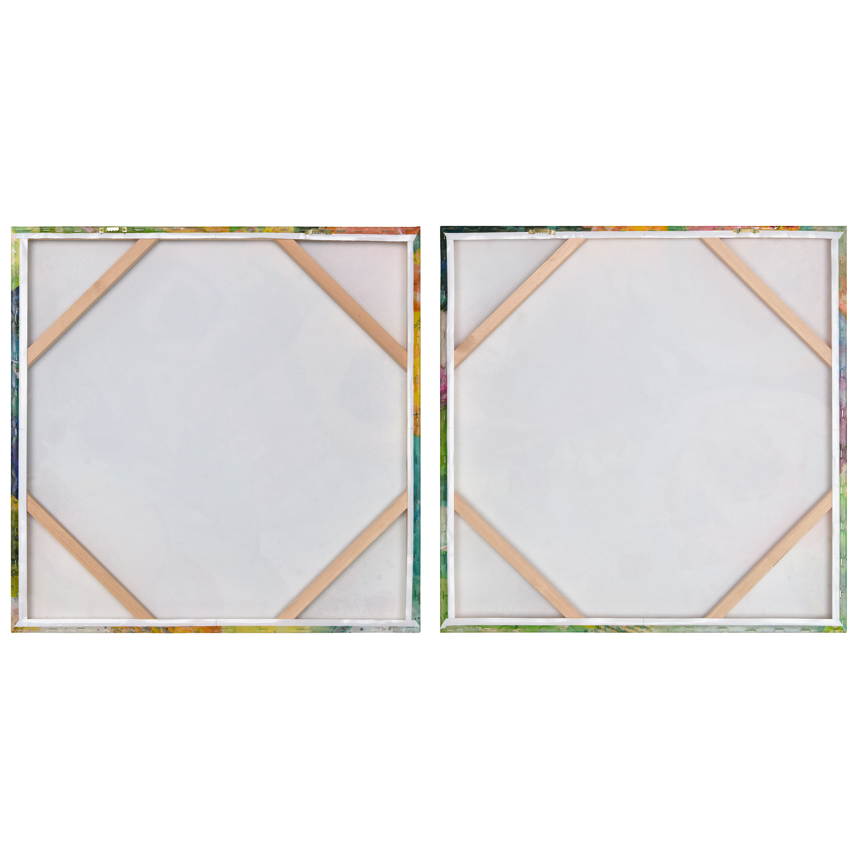 "Floral Radiance I & II" Crystallus Epoxy Coated Wrapped Glossy Canvas Wall Art with Heavy Acrylic Crystal Shards Embellishments, Gold Foil Accents
