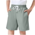 thumbnail image 2 of hengsof Boys' School Uniform Shorts, Lightweight Summer Fashionable Stretch Waist Solid Color Five Point Pants, Sizes 5-16 Years, 2 of 8