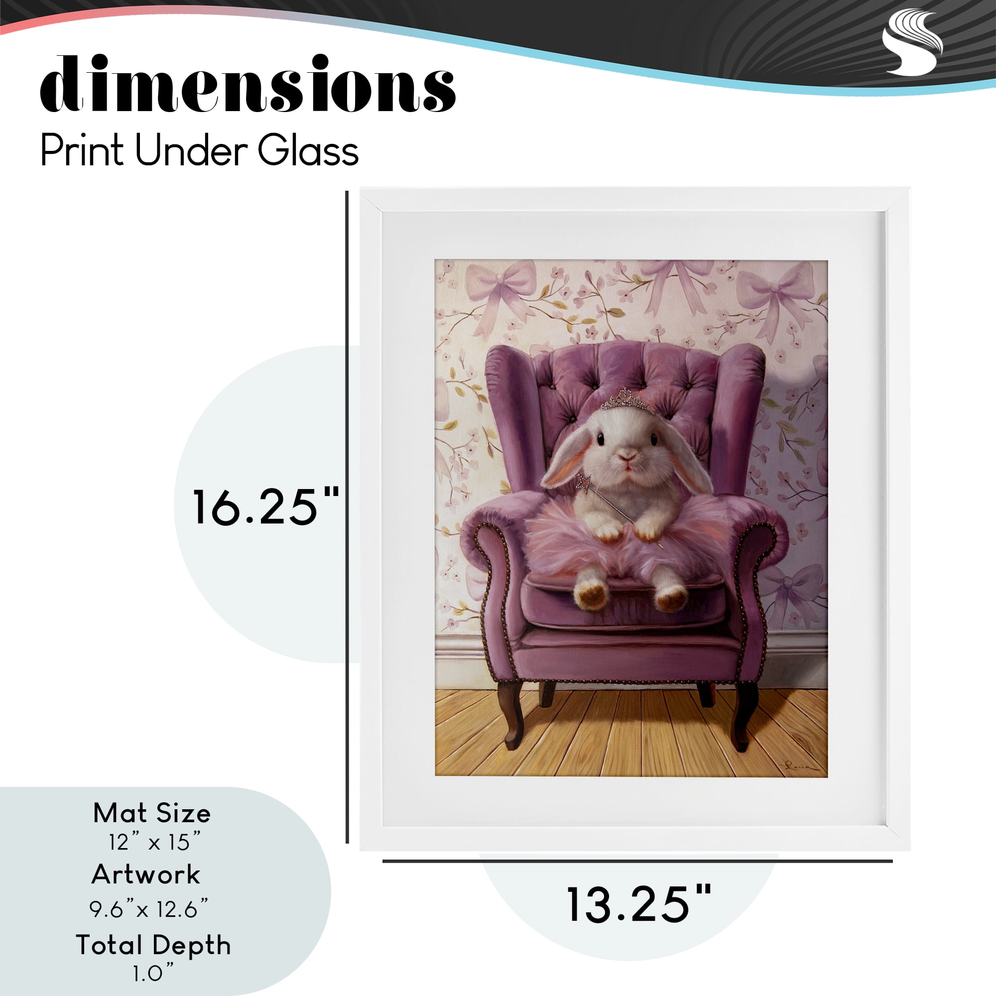 Pink Princess Tutu Bunny White Framed Print Under Glass, design by Lucia Heffernan