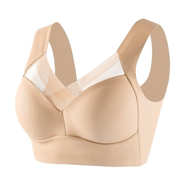 Sujetador de encaje sin aros de talla grande, ropa interior con fruncido lateral fino y ajustable