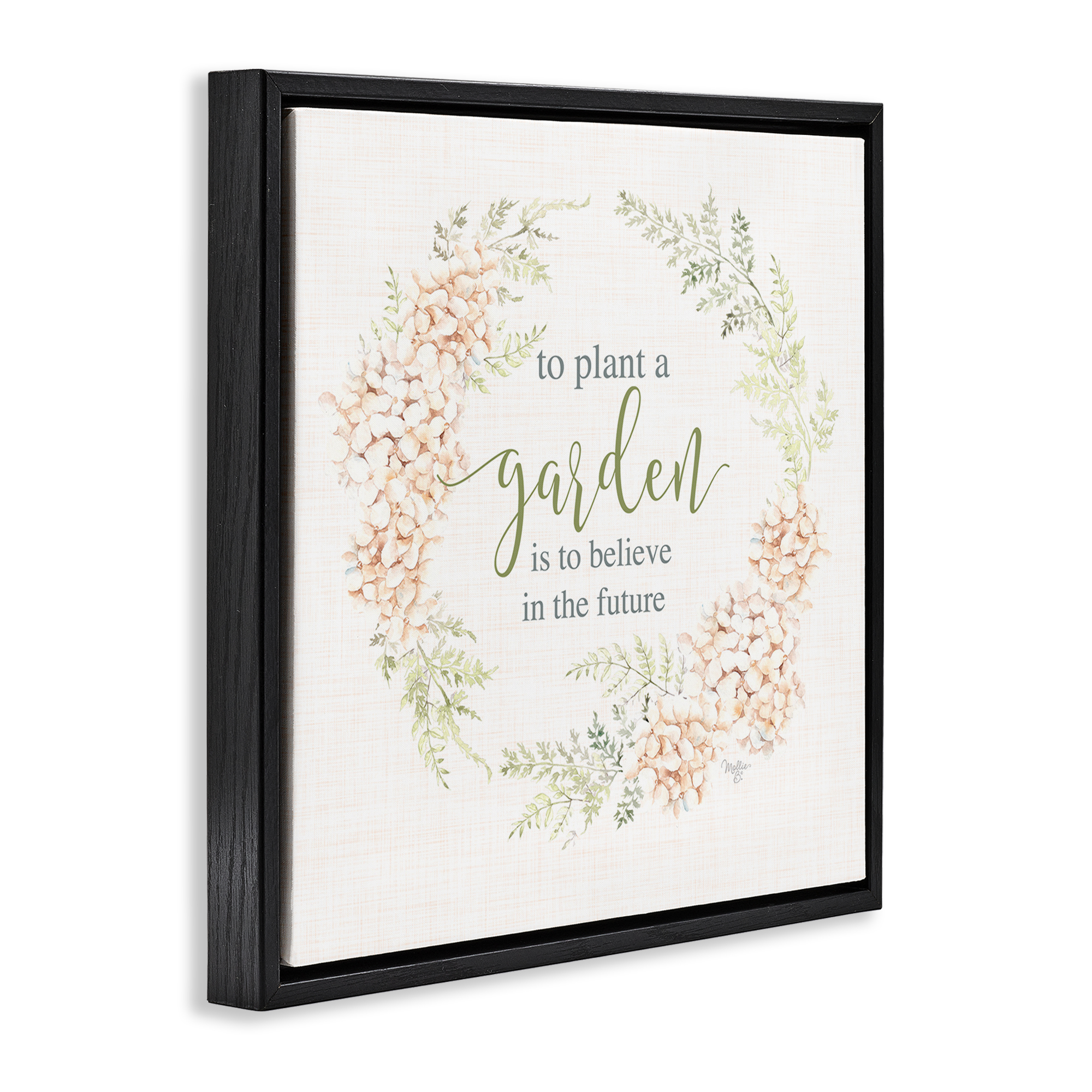 Stupell Industries Inspiring Plant A Garden Botanical & Floral Painting Black Floater Framed Canvas Art Print Wall Art, 18 x 18
