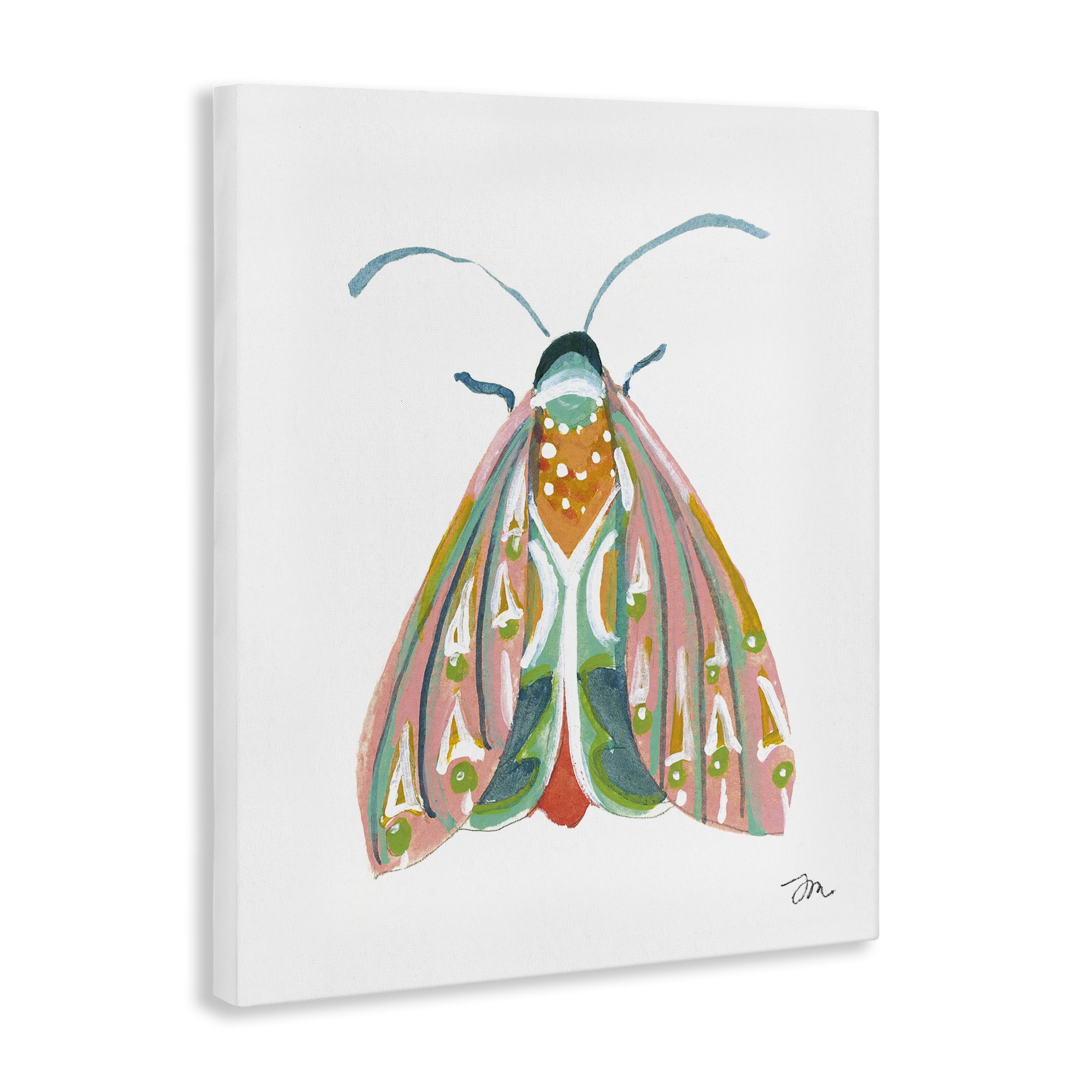 Stupell Industries Delicate Insect on White Insects Painting Wrapped Canvas Art Print Wall Art, 30 x 40