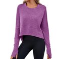 thumbnail image 2 of Long Sleeved Women Solid Athletic Crop Shirt Tee, 2 of 6