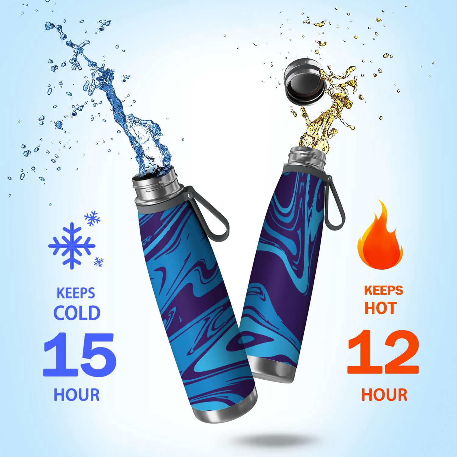 29oz Insulated Water Bottle with Tea Infuser, Stainless Steel Travel Mug, Liquid & Marble Print