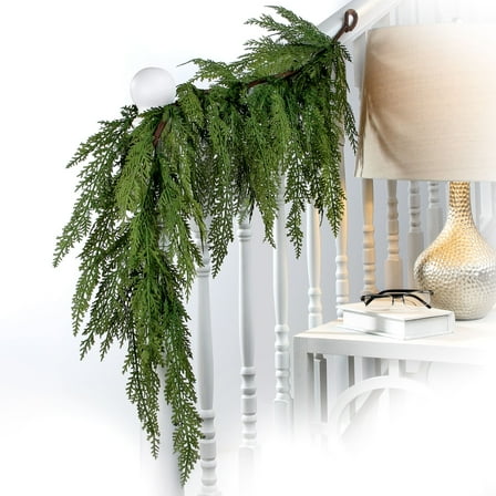 Regency International Artificial Real Touch Lebanon Cedar Swag Garland - Green - 4' x10"