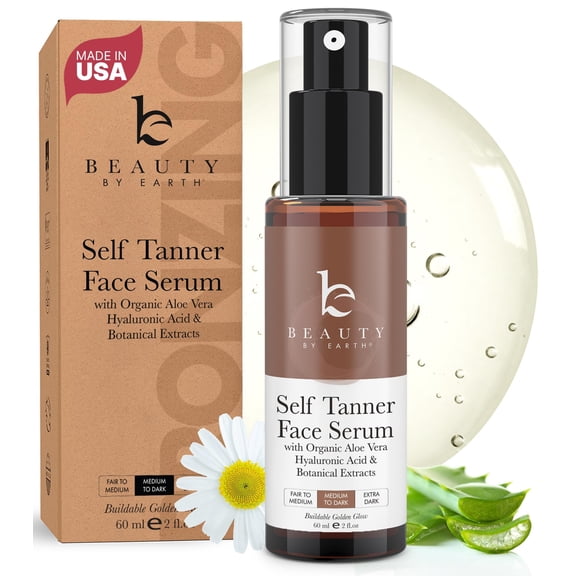 Face Tanner Serum - USA Made with Natural & Organic Ingredients - Medium to Dark