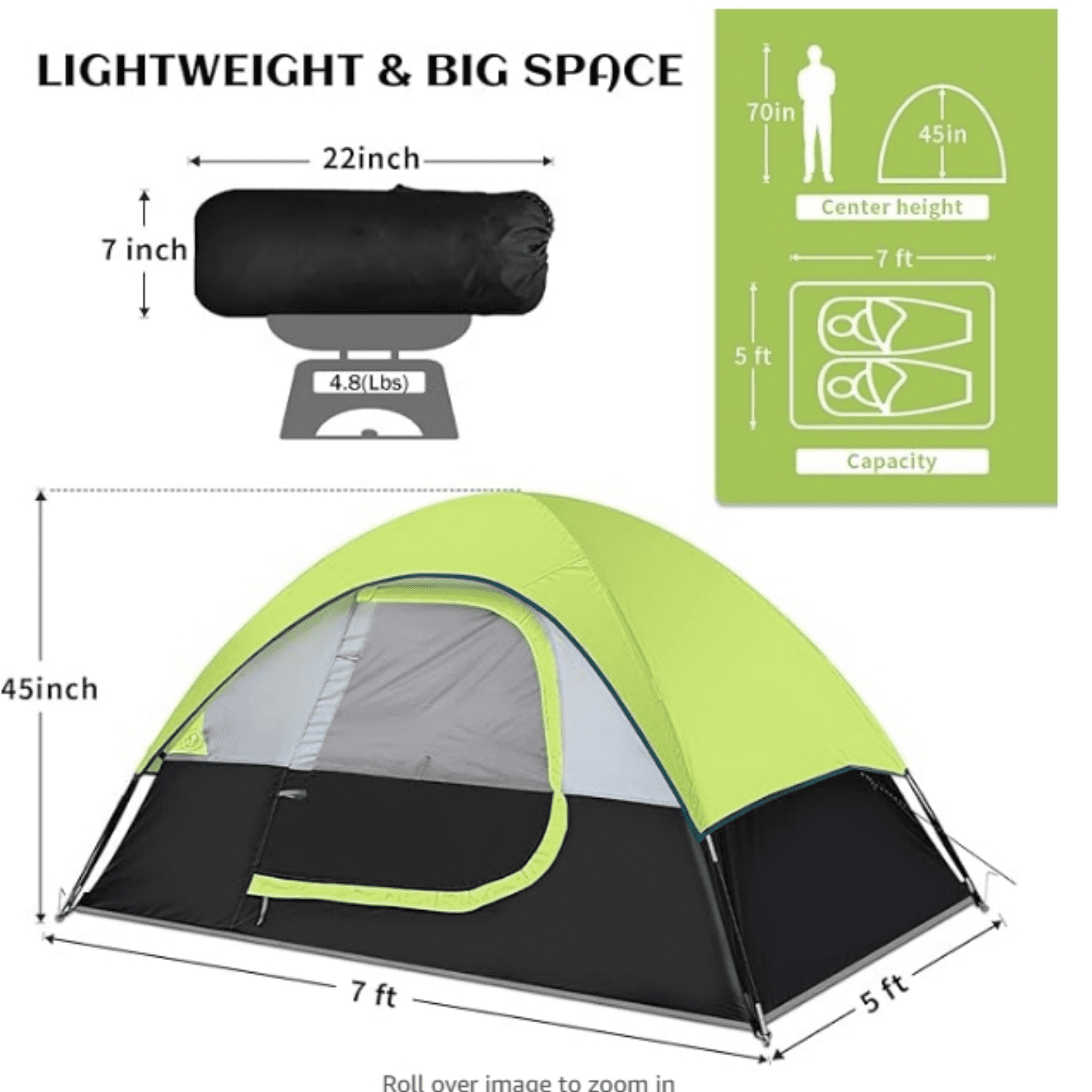 Camping Tent 2 Person, Waterproof Windproof Tent with Rainfly Easy Set up-Portable Dome Tents for Camping…