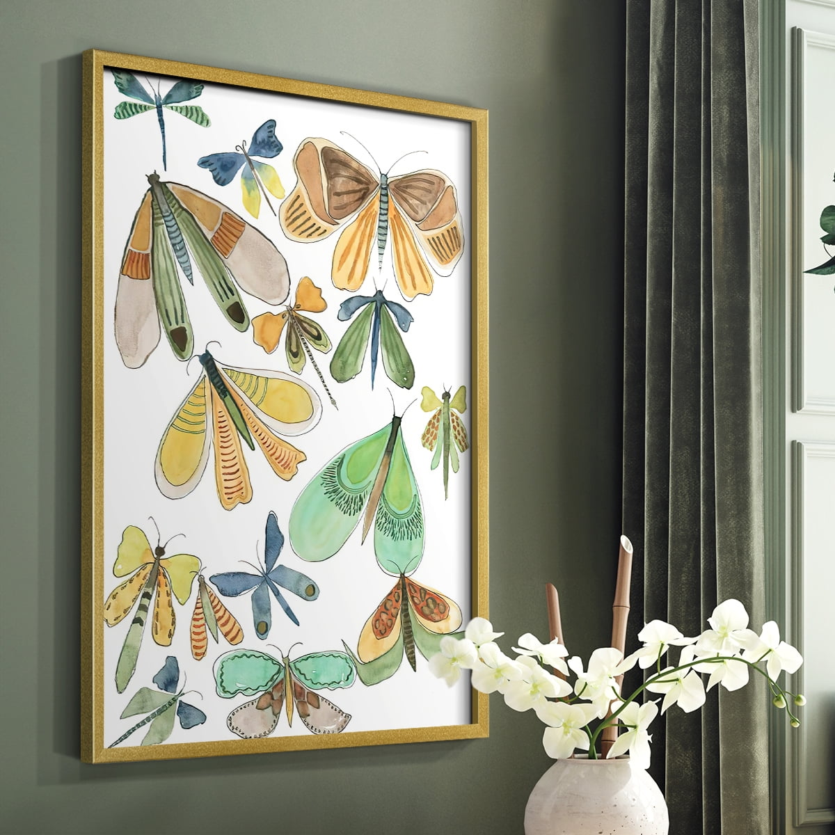 Wings Galore II Framed Print - Solid Wood in Single Picture Frame Solid Wood 2 Framed Print