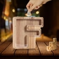 thumbnail image 6 of PEIBang Piggy Banks Twenty-Six English Alphabet Letter,Wooden Bills and Coins Bank Money Box,Bedroom Living Room Decoration, 6 of 7