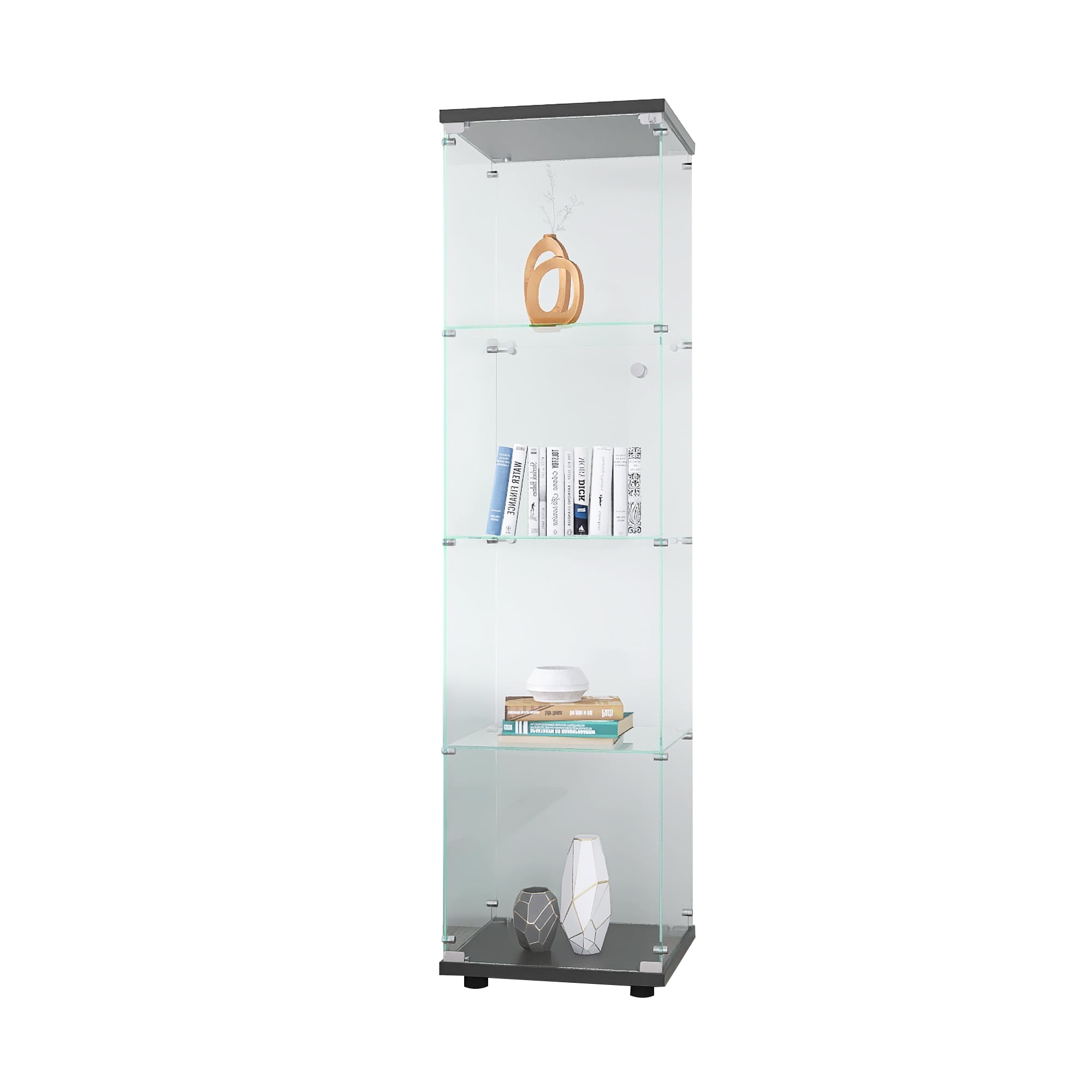 Noble House Glass Display Cabinet 4 Shelves with Door,Black